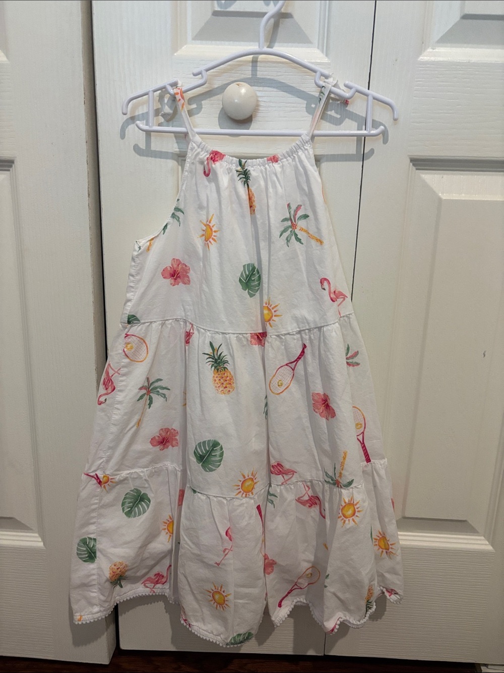 Janie and Jack White Tropical Print Tiered Sundress